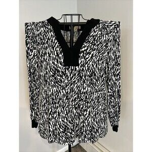 Michael Kors size Small/p black & white top shirt blouse long sleeve